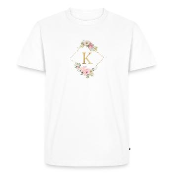 Monogramme personnalisable K Pastel Floral - T-shirt Premium bio Homme - blanc - Devant - Nico (187cm)