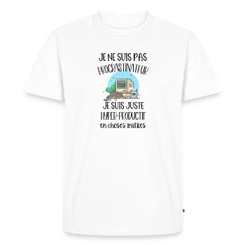je ne suis pas procrastinateur - T-shirt Premium bio Homme - blanc - Devant - Nico (187cm)