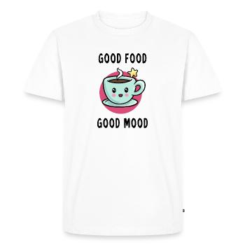 Good food good mood bonne nourriture bonne humeur - T-shirt Premium bio Homme - blanc - Devant - Nico (187cm)