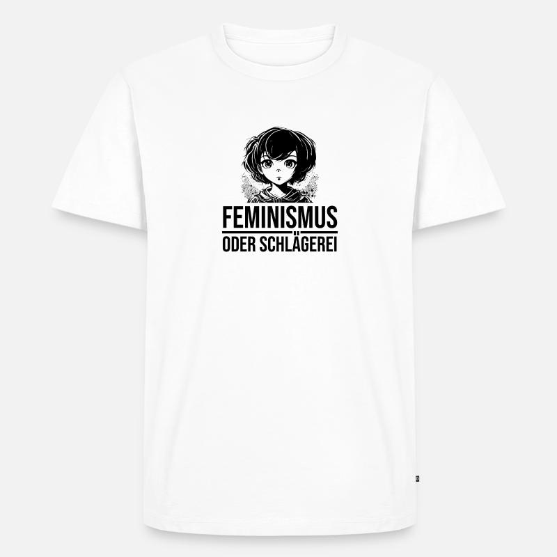 Feminismus oder Schlägerei - Männer Premium Bio T-Shirt - Weiß