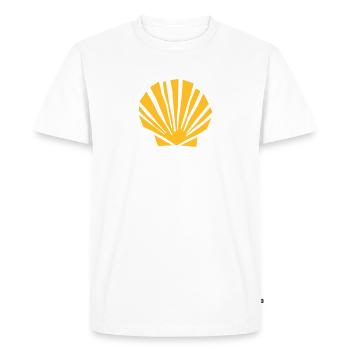 Scallop | Camino de Santiago | St. James - Men's Premium Organic T-Shirt - white - Front - Nico (187cm)