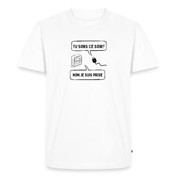 tu sors ce soir - T-shirt Premium bio Homme - blanc - Devant - Nico (187cm)