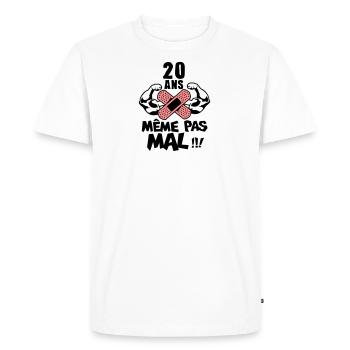 20 ans meme pas mal anniversaire muscle - T-shirt Premium bio Homme - blanc - Devant - Nico (187cm)