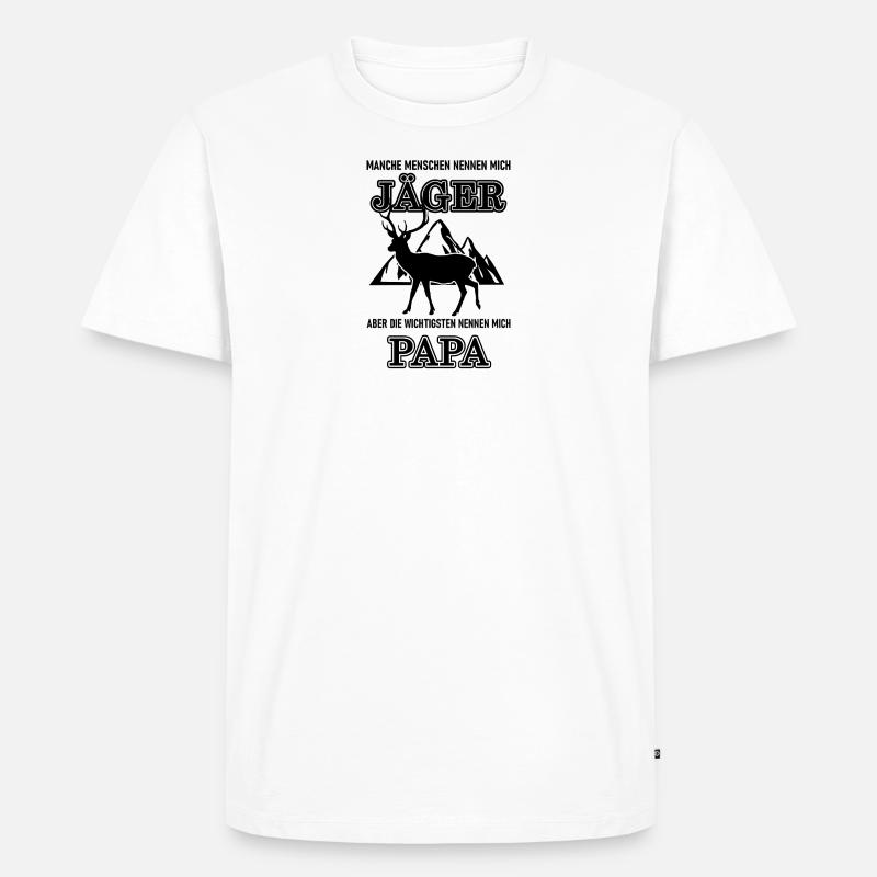 Jäger und Papa - Männer Premium Bio T-Shirt - Weiß