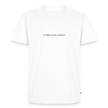 sorry - Men's Premium Organic T-Shirt - white - Front - Nico (187cm)