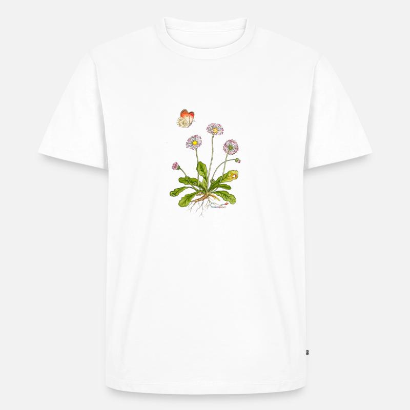 Gänseblümchen mit Aurorafalter - Männer Premium Bio T-Shirt - Weiß