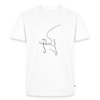 Dog on a Leash Line Art - Minimaliste - T-shirt Premium bio Homme - blanc - Devant - Nico (187cm)
