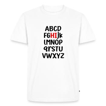 ABCD HI - Men's Premium Organic T-Shirt - white - Front - Nico (187cm)