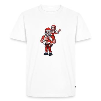 Père Noël fort soulevant Mme Claus - T-shirt Premium bio Homme - blanc - Devant - Nico (187cm)