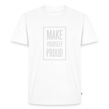 Faites-vous fier de la citation - T-shirt Premium bio Homme - blanc - Devant - Nico (187cm)
