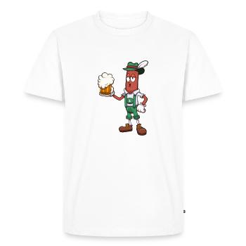 Octoberfest Saucisse avec bière - T-shirt Premium bio Homme - blanc - Devant - Nico (187cm)