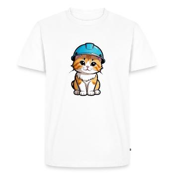 Kitten with a hard hat - Men's Premium Organic T-Shirt - white - Front - Nico (187cm)