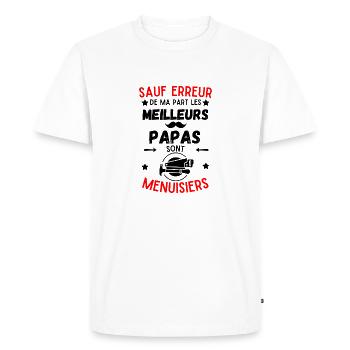 PAPA MENUISIER - T-shirt Premium bio Homme - blanc - Devant - Nico (187cm)