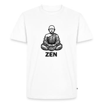 Monk sitting in meditation - ZEN Design - Men's Premium Organic T-Shirt - white - Front - Nico (187cm)