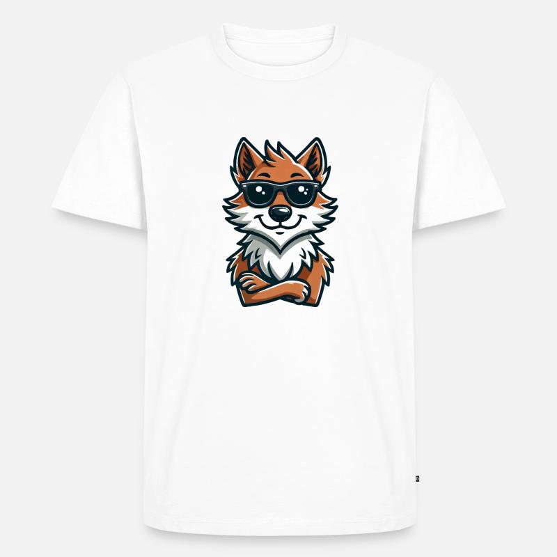 wolf sonnenbrille comic - Männer Premium Bio T-Shirt - Weiß