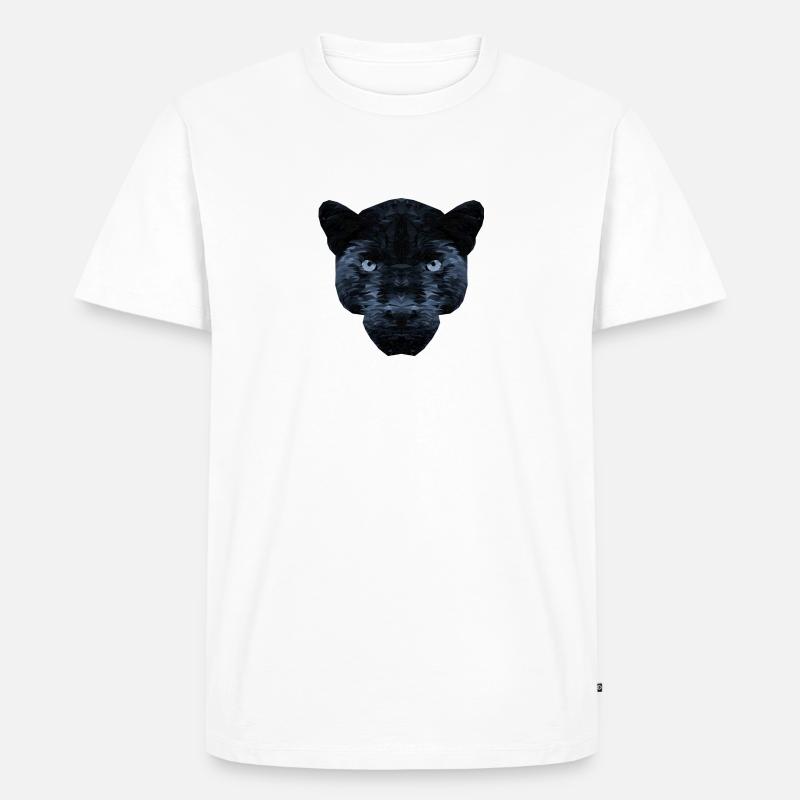Schwarzer Panther Polygon - Männer Premium Bio T-Shirt - Weiß