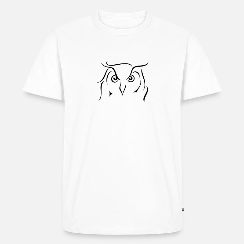 Uhu - Strichzeichnung Geschenkidee Geschenk - Männer Premium Bio T-Shirt - Weiß