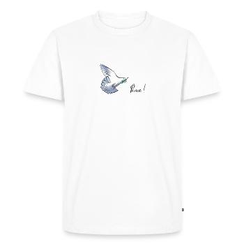 Peace Friedenstaube - Männer Premium Bio T-Shirt - Weiß - Vorne - Nico (187cm)
