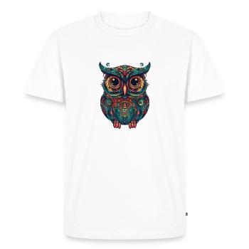 Beau hibou aux grands yeux - T-shirt Premium bio Homme - blanc - Devant - Nico (187cm)