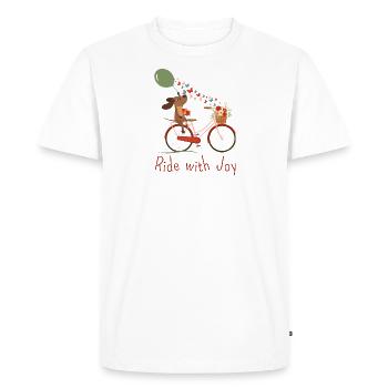 Ride with Joy with Dog - Men's Premium Organic T-Shirt - white - Front - Nico (187cm)