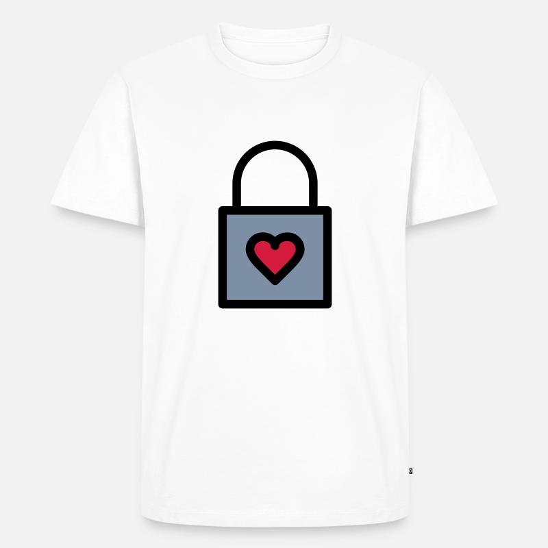 Vorhängeschloss, Liebesschloss - Männer Premium Bio T-Shirt - Weiß