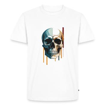 Skull Art - Modern Skull in Dual-Color Design - Men's Premium Organic T-Shirt - white - Front - Nico (187cm)