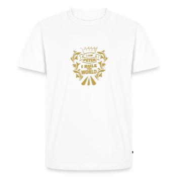 Peter - Men's Premium Organic T-Shirt - white - Front - Nico (187cm)