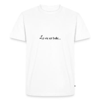 la vie est belle - T-shirt Premium bio Homme - blanc - Devant - Nico (187cm)