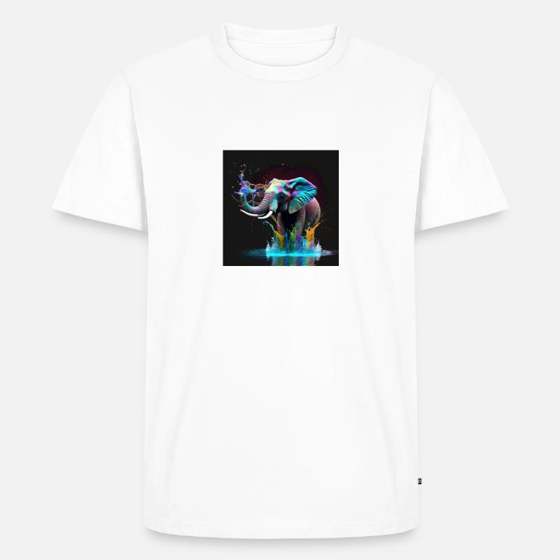 Farbiger Elefant, einzigartiges Design - Männer Premium Bio T-Shirt - Weiß