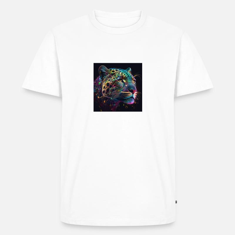 Farbiger Jaguar, einzigartiges Design - Männer Premium Bio T-Shirt - Weiß