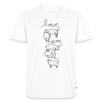 Vegan Vegan Vegan Amour Tout Noir - T-shirt Premium bio Homme - blanc - Devant - Nico (187cm)