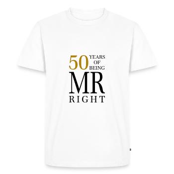 Idée cadeau anniversaire homme 50 ans - T-shirt Premium bio Homme - blanc - Devant - Nico (187cm)