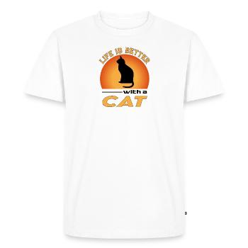 Katze Cat Katzenliebhaber Life is better - Men's Premium Organic T-Shirt - white - Front - Nico (187cm)