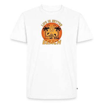 Strand Beach Urlaub Reise Life is better - Men's Premium Organic T-Shirt - white - Front - Nico (187cm)