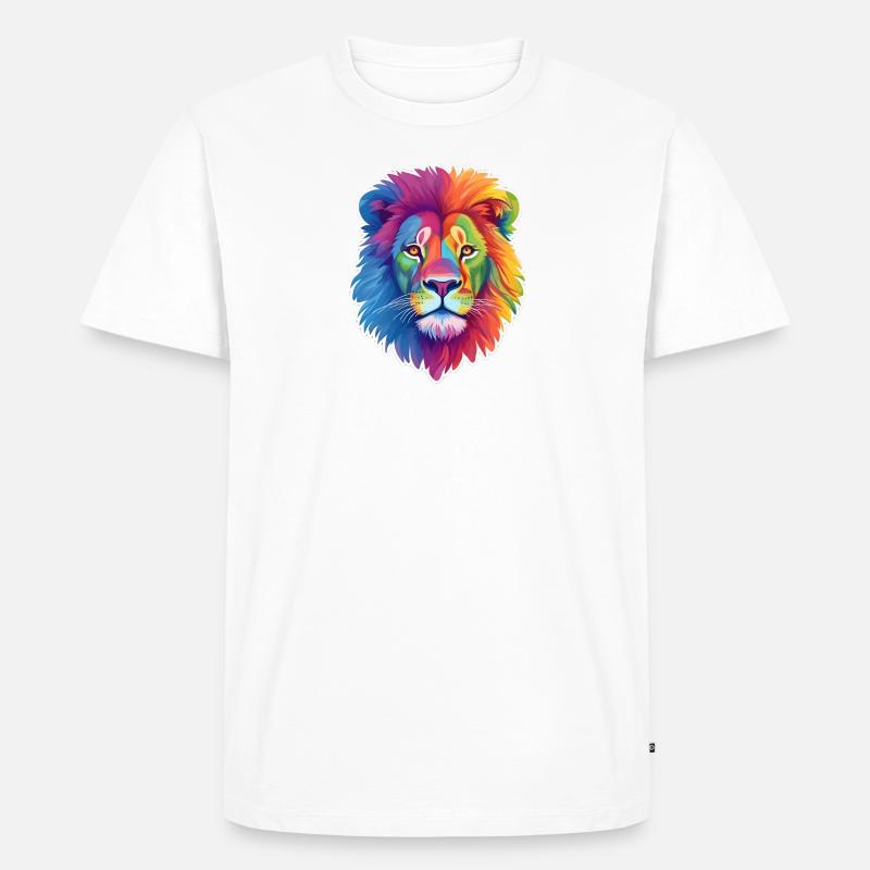 Regenbogen Löwe - Männer Premium Bio T-Shirt - undefined