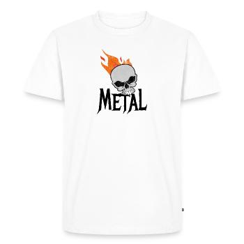 Skull metal Head Heavy Metal - Men's Premium Organic T-Shirt - white - Front - Nico (187cm)
