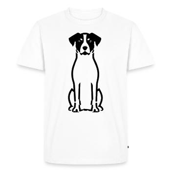 Minimalist Black and White Dog Graphic - Men's Premium Organic T-Shirt - white - Front - Nico (187cm)