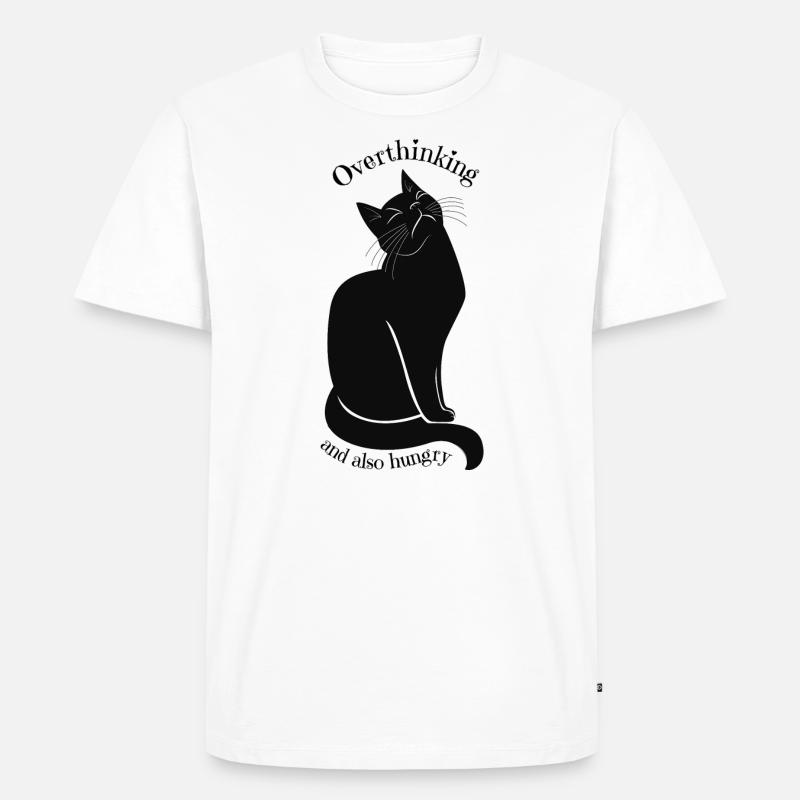 overthinking cat (and also hungry) - Männer Premium Bio T-Shirt - Weiß