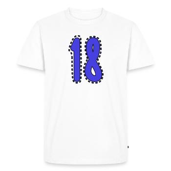 18. 18 ANS. 18e ANNIVERSAIRE. ANNIVERSAIRE 18 ANS. - T-shirt Premium bio Homme - blanc - Devant - Nico (187cm)