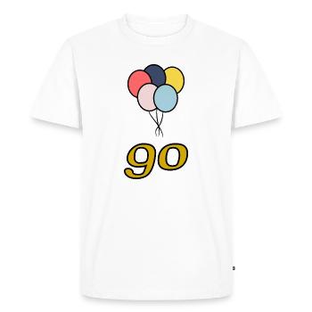 90. 90 ANS. 90e ANNIVERSAIRE. ANNIVERSAIRE 90 ANS. - T-shirt Premium bio Homme - blanc - Devant - Nico (187cm)
