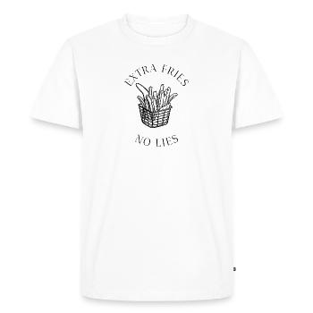 Extra Fries, No Lies - Men's Premium Organic T-Shirt - white - Front - Nico (187cm)