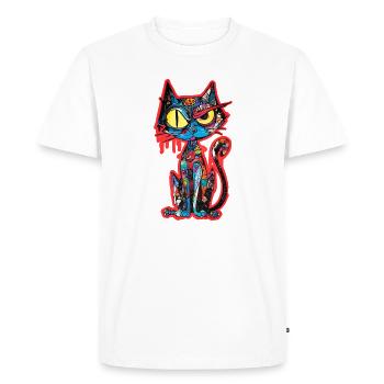 Cat Art Colorful - Men's Premium Organic T-Shirt - white - Front - Nico (187cm)