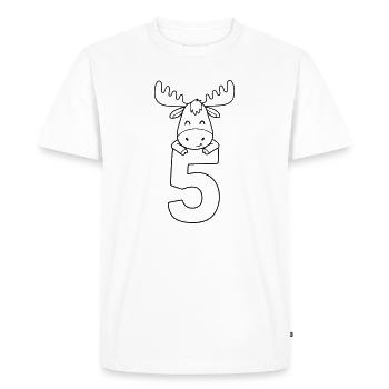 Cute moose with the number 5 cartoon illustration - Men's Premium Organic T-Shirt - white - Front - Nico (187cm)