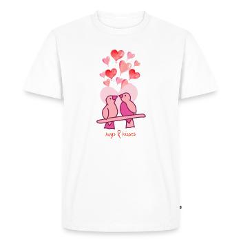 Saint-Valentin - Tourtereaux - câlins et bisous - T-shirt Premium bio Homme - blanc - Devant - Nico (187cm)