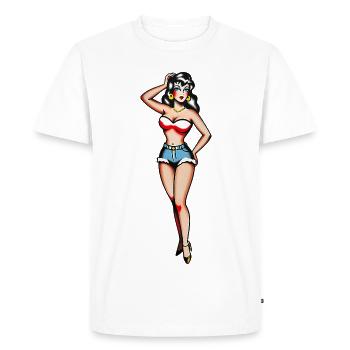Fille Pin-Up Classique au tatouage - T-shirt Premium bio Homme - blanc - Devant - Nico (187cm)