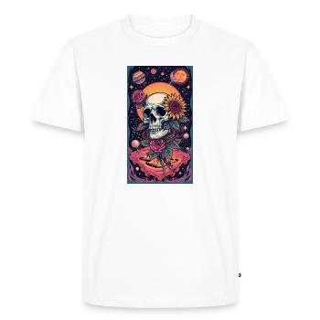 Skull and Space Flower - Men's Premium Organic T-Shirt - white - Front - Nico (187cm)