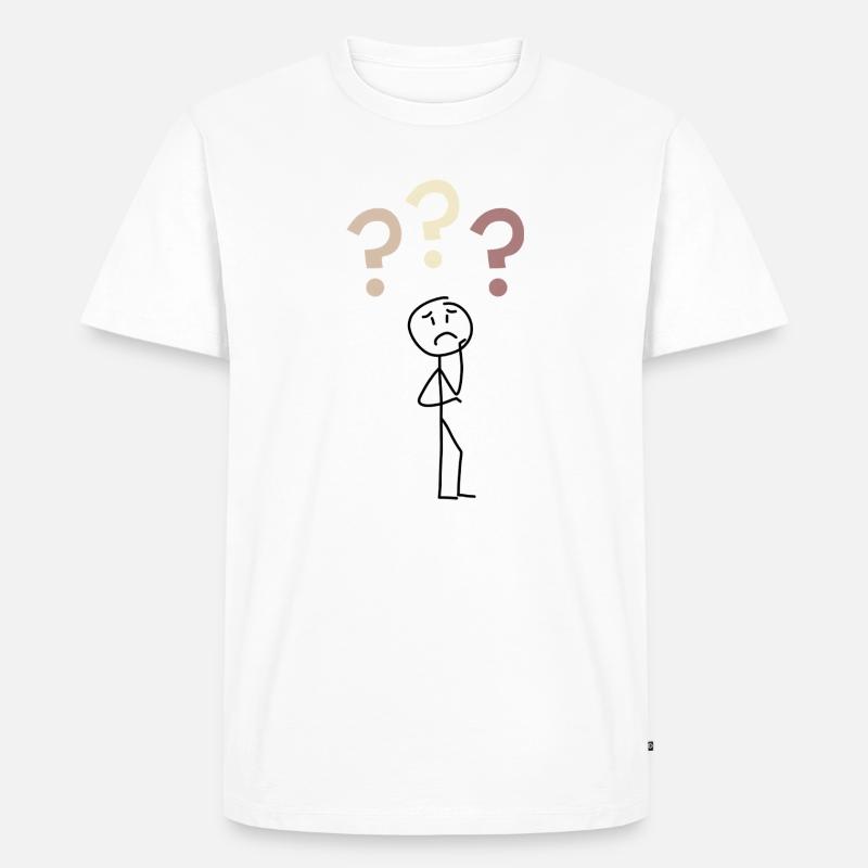 Three Question Marks – Minimal Mystery Design - Männer Premium Bio T-Shirt - Weiß