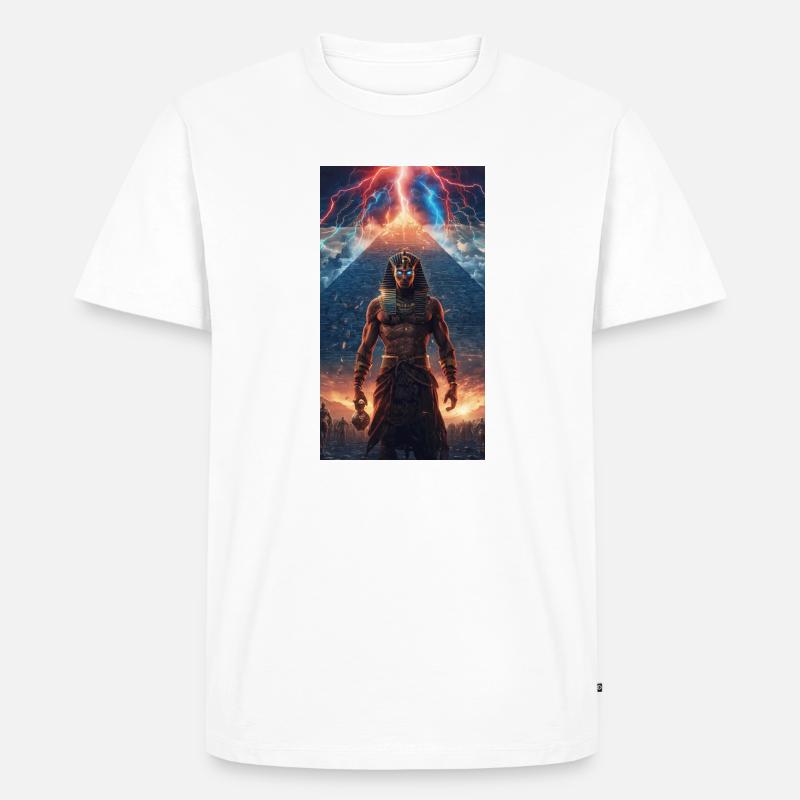 Donnerpharao vor der Pyramide - Männer Premium Bio T-Shirt - Weiß