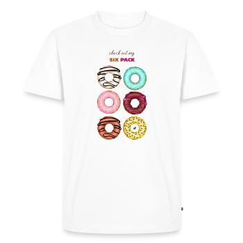 Illustration de six beignets glacés avec inscription - T-shirt Premium bio Homme - blanc - Devant - Nico (187cm)
