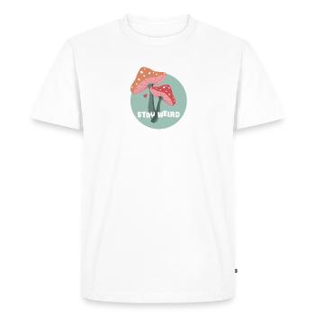 Restez bizarre champignons - T-shirt Premium bio Homme - blanc - Devant - Nico (187cm)